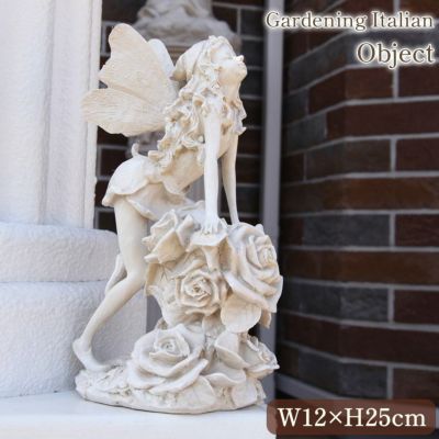 ガーデニングオブジェ 妖精の置物 イタリアン 高25cm ルネッサンス 薔薇 [Y]