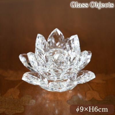 ＼14%OFF／ きらきら ガラスオブジェ(置物) ロータス S 直径9cm