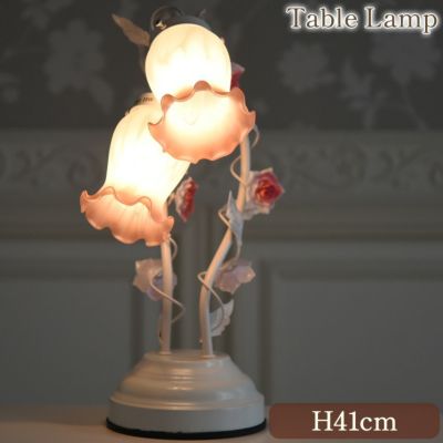 タッチセンサー式 テーブルランプ ピンクブッド 2灯 高さ41cm 【送料無料】 [Y]