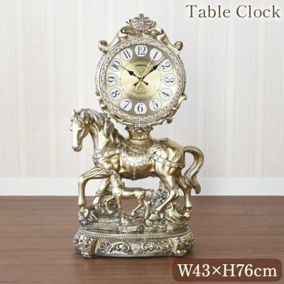 ロココ調 クロック 馬の親子 置時計 オブジェ 高さ76cm【送料無料】 [Y]
