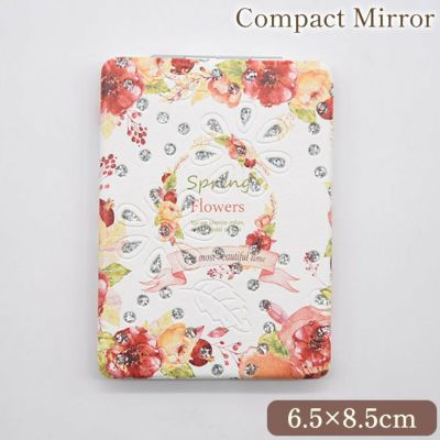 ロココ調 角型 コンパクトミラー ローズD 手鏡 折りたたみ