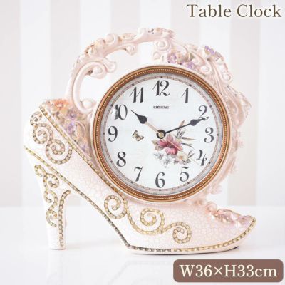 ロココ ホワイト シンデレラ置時計 幅36cm 【送料無料】