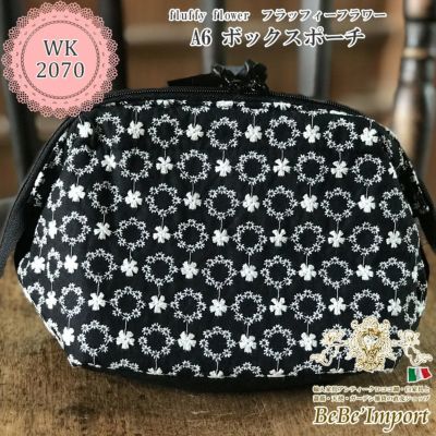 【メーカーWK直送】fluffy flower フラッフィーフラワー A6 ボックスポーチ【ロココ調 Rococo アンティーク調 ヨーロピアン クラシック エレガント ファブリック レース ファッション雑貨 デザイン】【WK2070-A6】