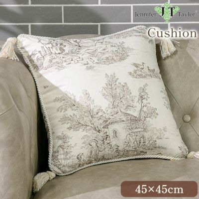 ジェニファーテイラー クッション トワルドジュイ(Toile de Jouy) 大柄 45×45cm 【送料無料】