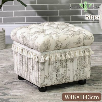 ジェニファーテイラー 収納付スツール Toile de Jouy 幅48cm スクエア 【送料無料】