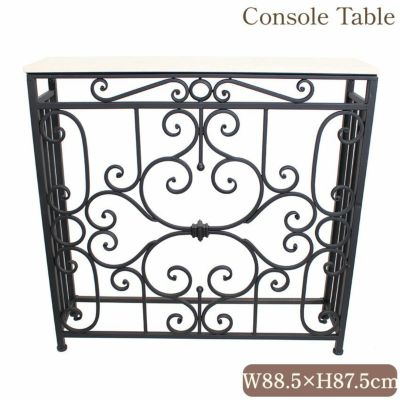 ＼9％OFF／ アンティーク調 大理石天板 コンソールテーブル 幅88.5cm アイアン 【送料無料】