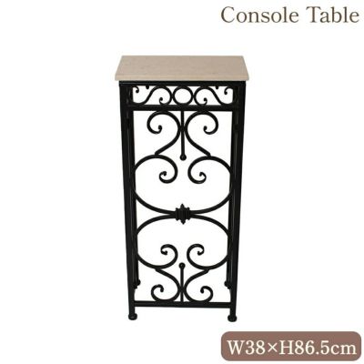 ＼9％OFF／ アンティーク調 大理石天板 コンソールテーブル 幅38cm アイアン 【送料無料】