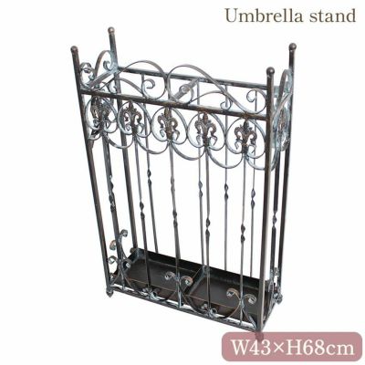 ＼9%OFF／ アンティーク調 アイアン傘立て 幅43cm 【送料無料】