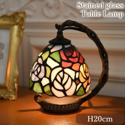 TIFFANY 薔薇の高さ20cm ガレ スタイル ステンドランプ【送料無料】