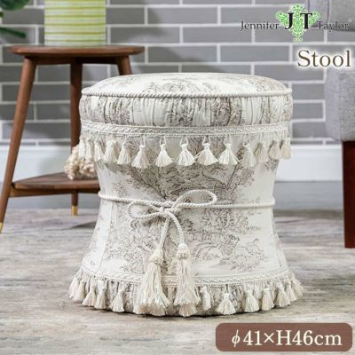 ジェニファーテイラー スツール Toile de Jouy 直径41cm ラウンド 【送料無料】