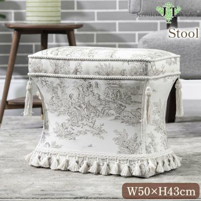 ジェニファーテイラー 薄型スツール Toile de Jouy 幅50cm 長角 【送料無料】