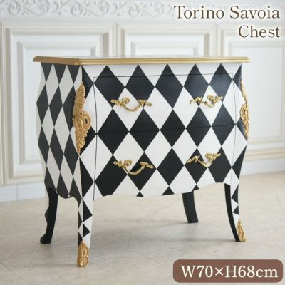 ＼19％OFF／ 【受注生産】 King＆Queen ロココ ゴールド 不思議の国 2段チェスト 幅70cm 【送料無料】 [Y]