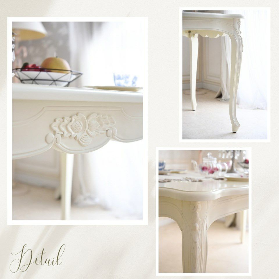 アンリヴェルデ ダイニングセット5P 4人掛け アイボリー ピンク 幅175cm 画像7