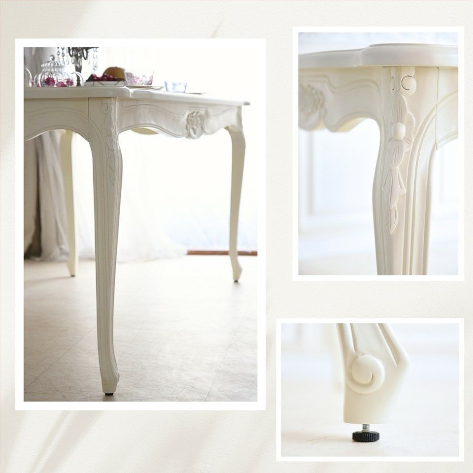 アンリヴェルデ ダイニングセット5P 4人掛け アイボリー ピンク 幅175cm 画像8