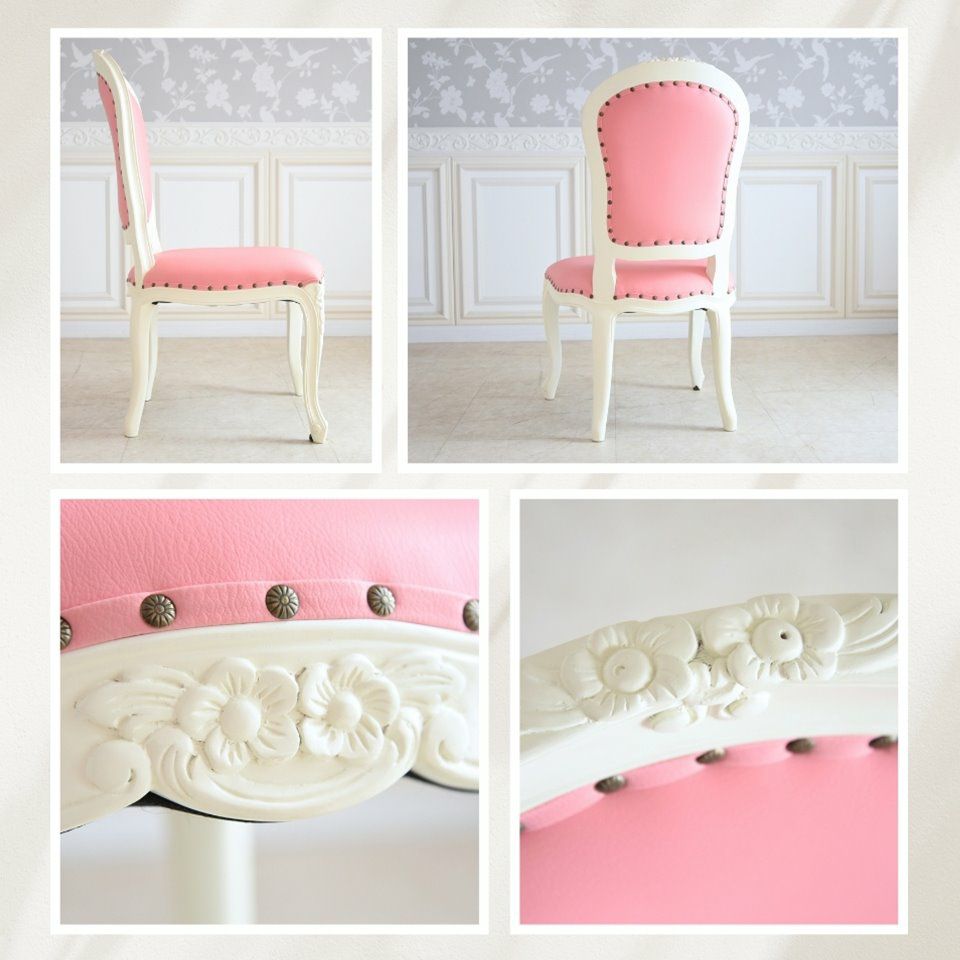 アンリヴェルデ ダイニングセット5P 4人掛け アイボリー ピンク 幅175cm 画像11