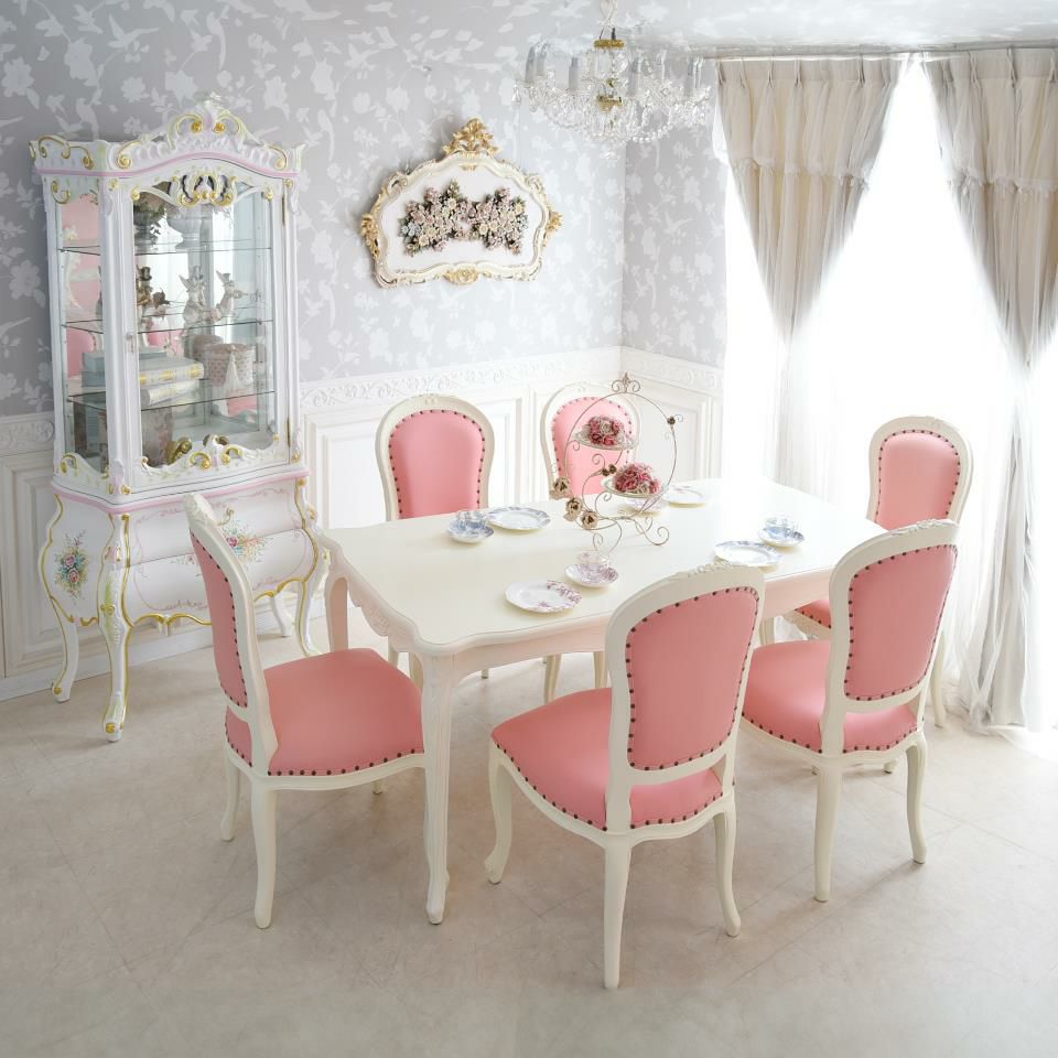 アンリヴェルデ ダイニングセット7P 6人掛け アイボリー ピンク 幅175cm 画像1