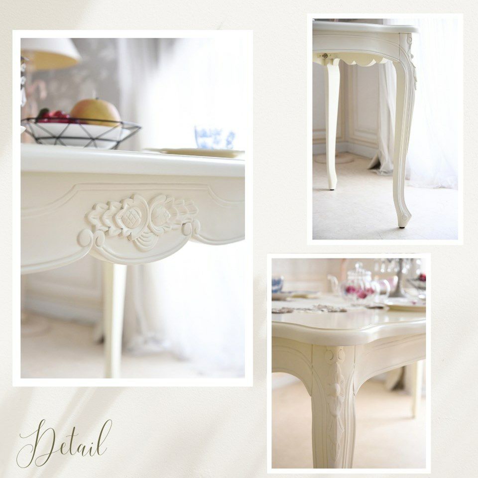 アンリヴェルデ ダイニングセット7P 6人掛け アイボリー ピンク 幅175cm 画像7