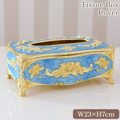 ゴージャス 薔薇のティッシュケース 幅23cm BL