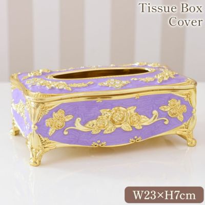 ゴージャス 薔薇のティッシュケース 幅23cm PU