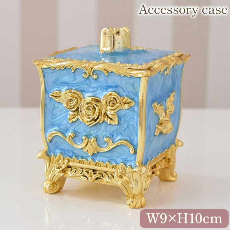 ジャックローズ　letters 小物入れ　未使用品 ゴージャス 薔薇の蓋付き小物入れ(ジュエリーボックス) ブルー