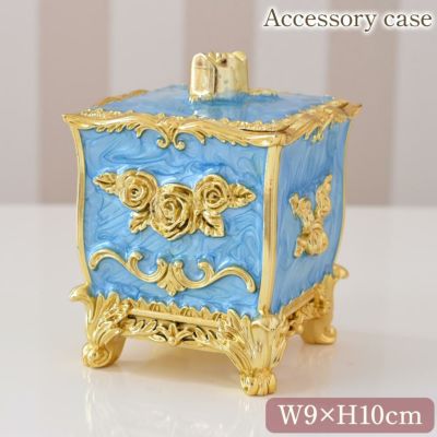 ＼24%OFF／ ゴージャス 薔薇の蓋付き小物入れ(ジュエリーボックス) ブルー