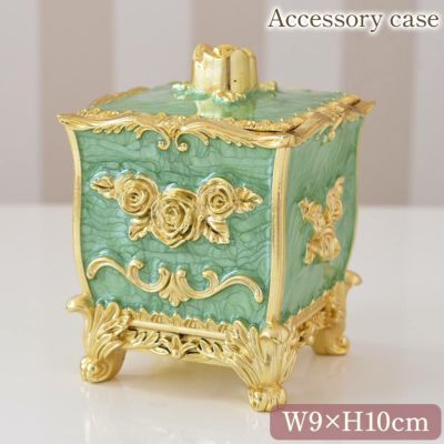 ゴージャス 薔薇の蓋付き小物入れ(ジュエリーボックス) グリーン