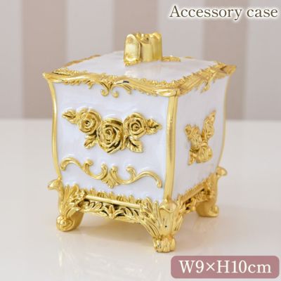 ＼24％OFF／ ゴージャス 薔薇の蓋付き小物入れ(ジュエリーボックス) ホワイト