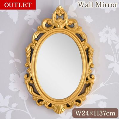 ＼29％OFF／ イタリアン コンパクト 軽量 壁掛けミラー ゴールド 24cm×37cm [Y]