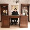 デスク 書斎机 机 プレジデントデスク エグゼクティブデスク アンティーク調 マホガニー I型 180cm ブラウン 収納 おしゃれ 社長デスク ライティングデスク 通販-15