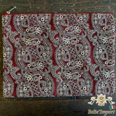 レース フラットポーチ Red 18×25cm