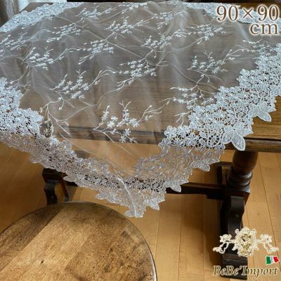 ＼20%OFF／ フローズンホワイトフラワー テーブルクロス 90×90cm 【送料無料】