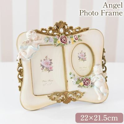 ＼24％OFF／ エンジェル フォトフレーム 2ウィンドー アイボリー