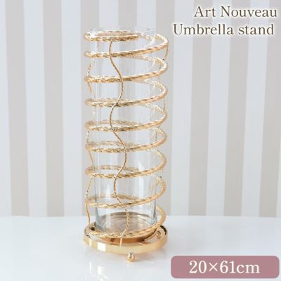 ＼28％OFF／ アールヌーヴォー調 傘立て フラワーベース ゴールド 直径20cm 【送料無料】 [Y]