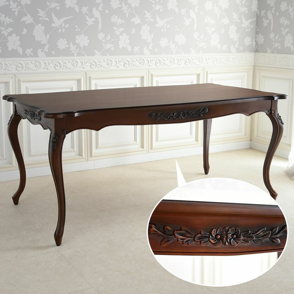 英国調 クイーンアン様式 ダイニングセット5P 4人掛け ブラウン 幅170cm 画像6