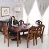 英国調 クイーンアン様式 ダイニングセット7P 6人掛け ブラウン 幅170cm 画像2