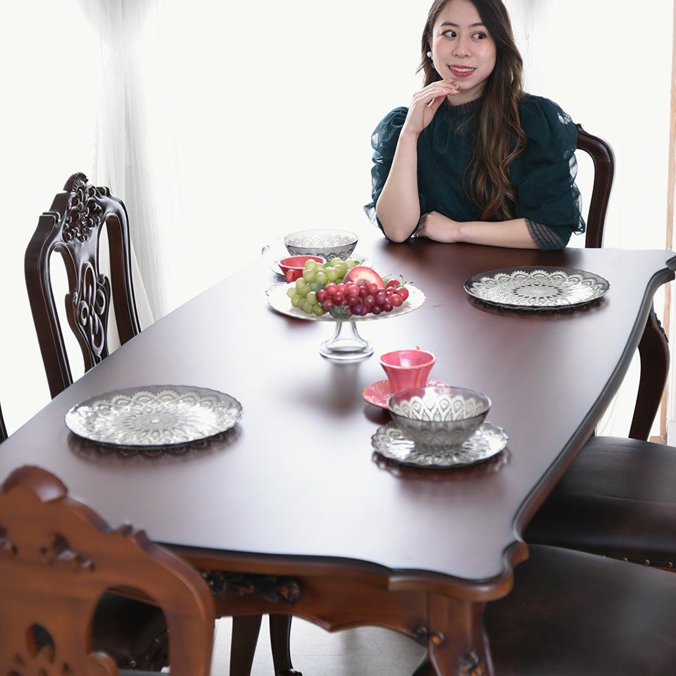 英国調 クイーンアン様式 ダイニングセット7P 6人掛け ブラウン 幅170cm 画像4