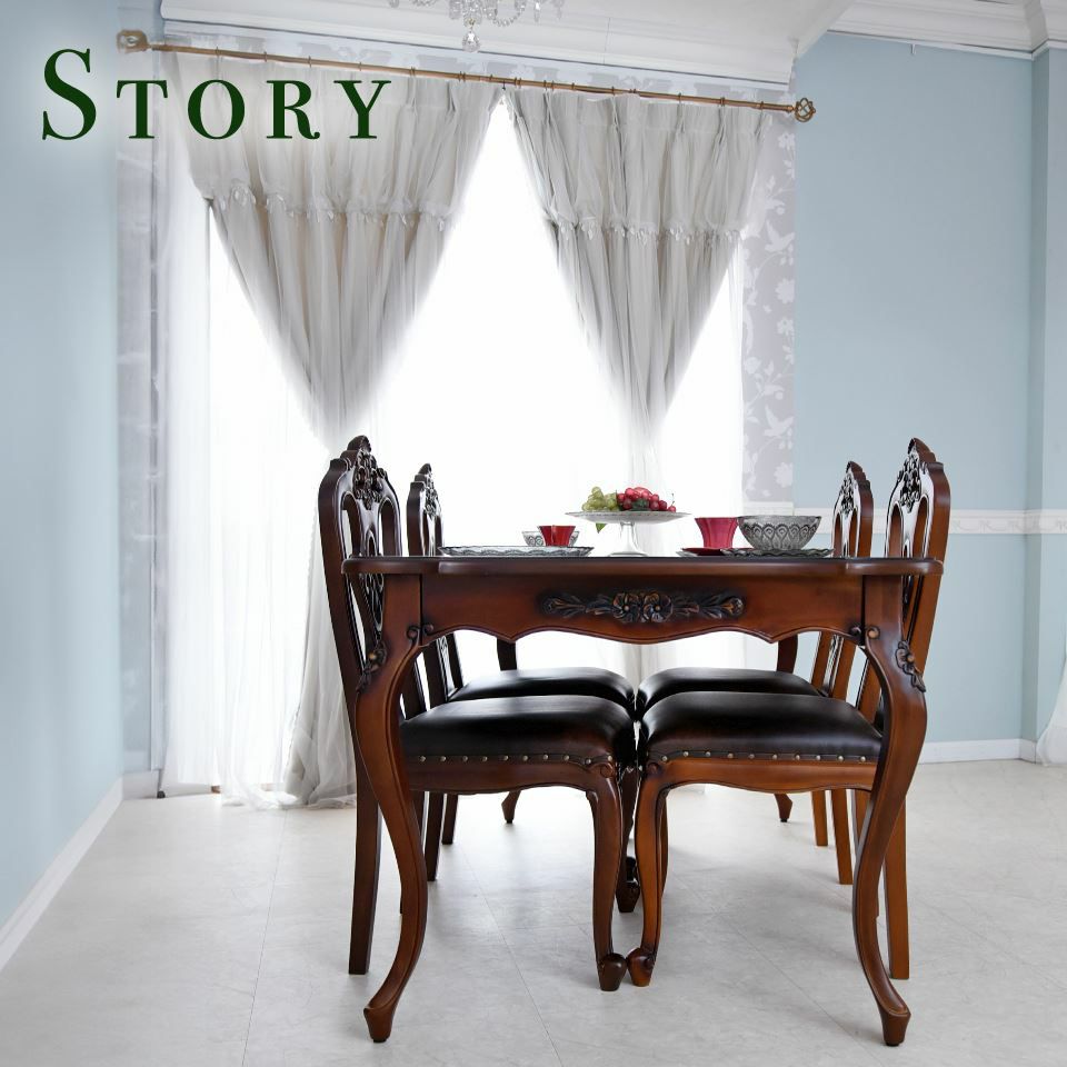 英国調 クイーンアン様式 ダイニングセット7P 6人掛け ブラウン 幅170cm 画像5