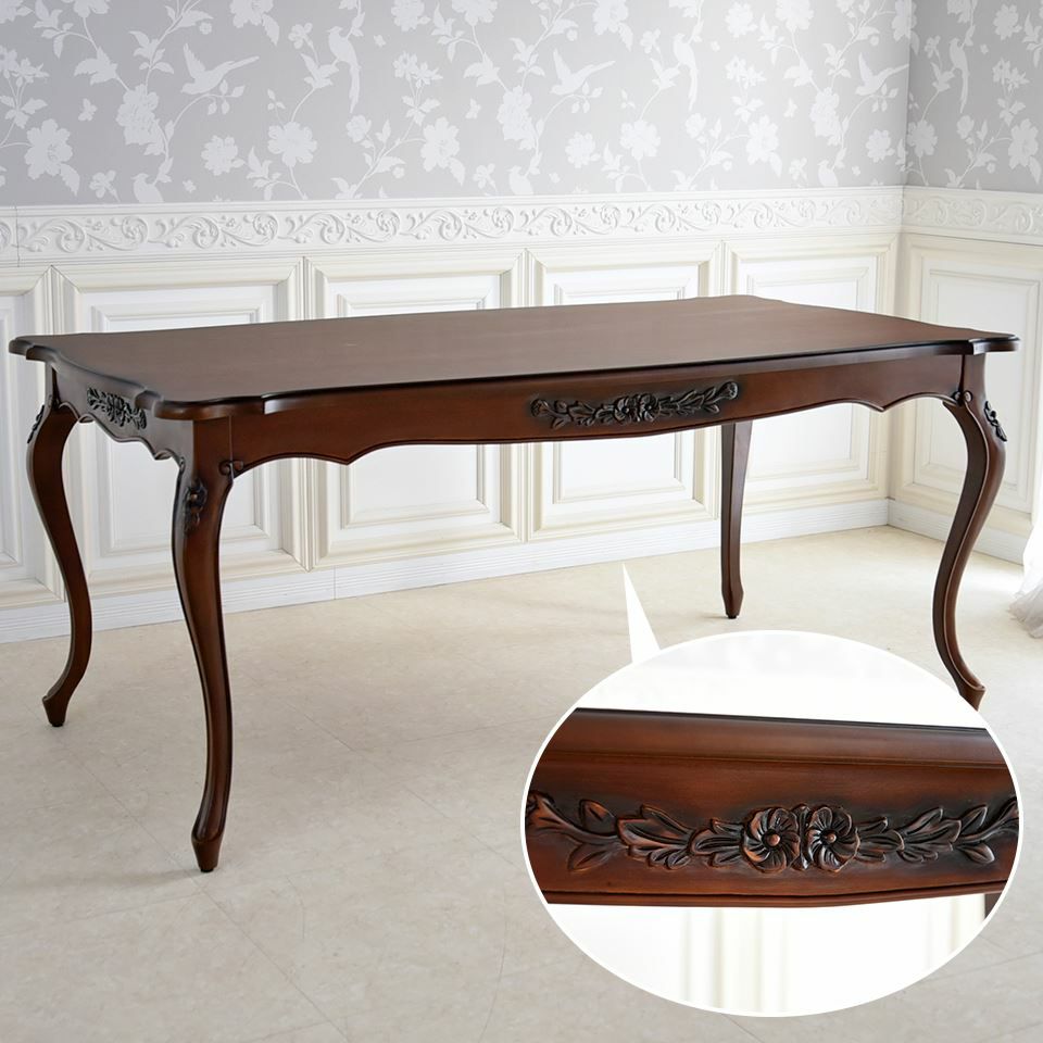 英国調 クイーンアン様式 ダイニングセット7P 6人掛け ブラウン 幅170cm 画像6