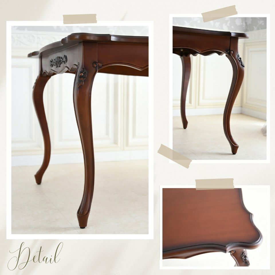 英国調 クイーンアン様式 ダイニングセット7P 6人掛け ブラウン 幅170cm 画像7