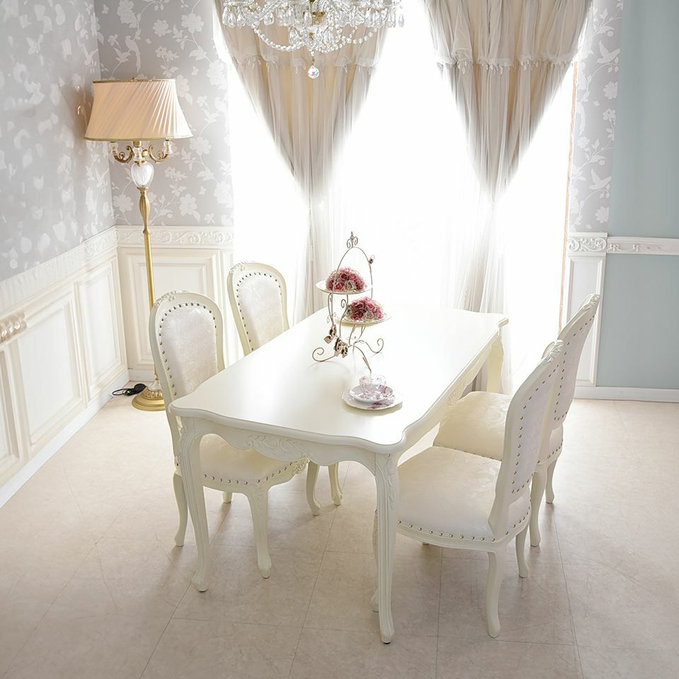 アンリヴェルデ ダイニングセット5P 4人掛け アイボリー 幅145cm 画像1