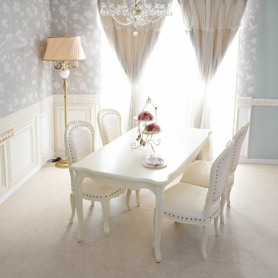 アンリヴェルデ ダイニングセット5P 4人掛け アイボリー 幅145cm 画像1