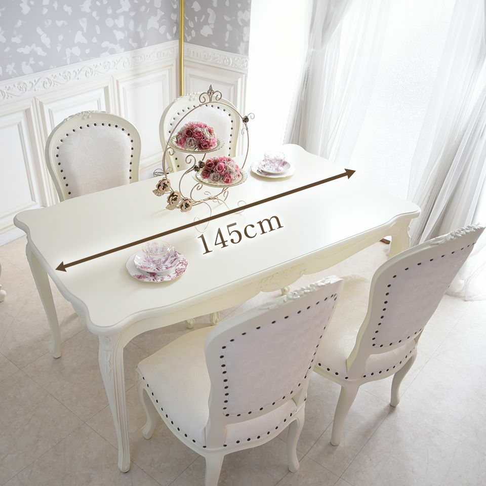 アンリヴェルデ ダイニングセット5P 4人掛け アイボリー 幅145cm 画像3