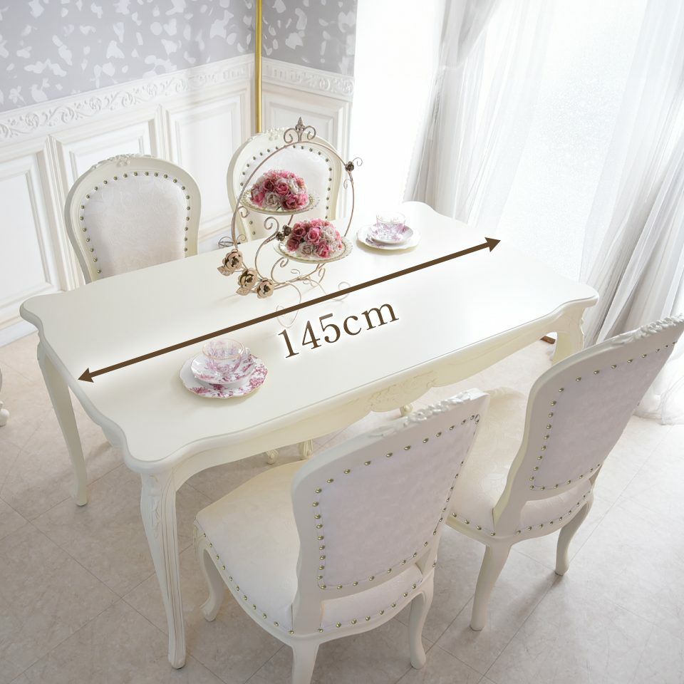 アンリヴェルデ ダイニングセット5P 4人掛け アイボリー 幅145cm 画像3