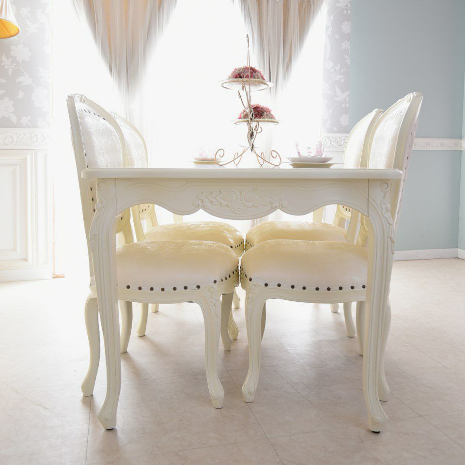 アンリヴェルデ ダイニングセット5P 4人掛け アイボリー 幅145cm 画像4