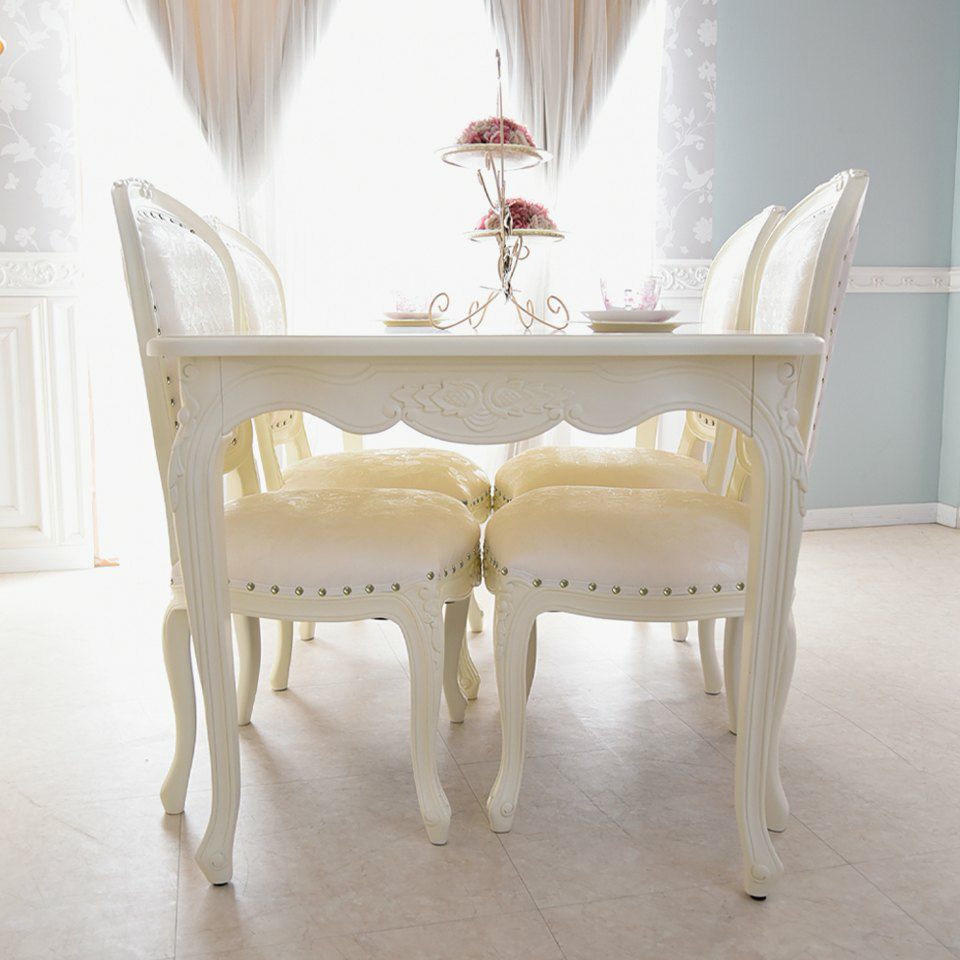 アンリヴェルデ ダイニングセット5P 4人掛け アイボリー 幅145cm 画像4