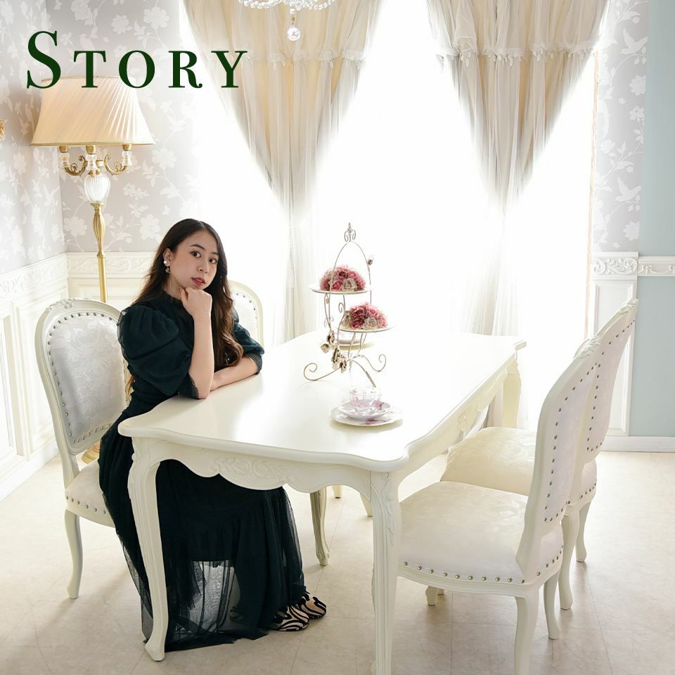 アンリヴェルデ ダイニングセット5P 4人掛け アイボリー 幅145cm 画像5