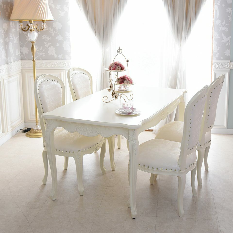 アンリヴェルデ ダイニングセット5P 4人掛け アイボリー 幅145cm 画像14