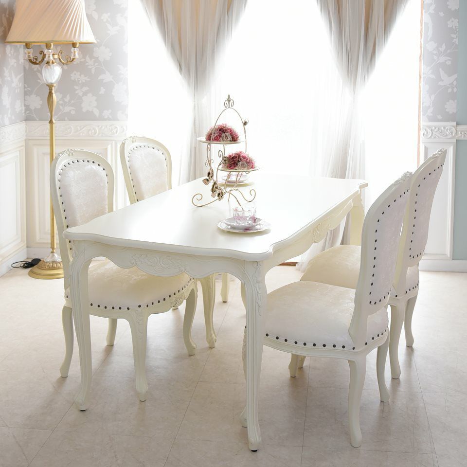 アンリヴェルデ ダイニングセット5P 4人掛け アイボリー 幅145cm 画像14