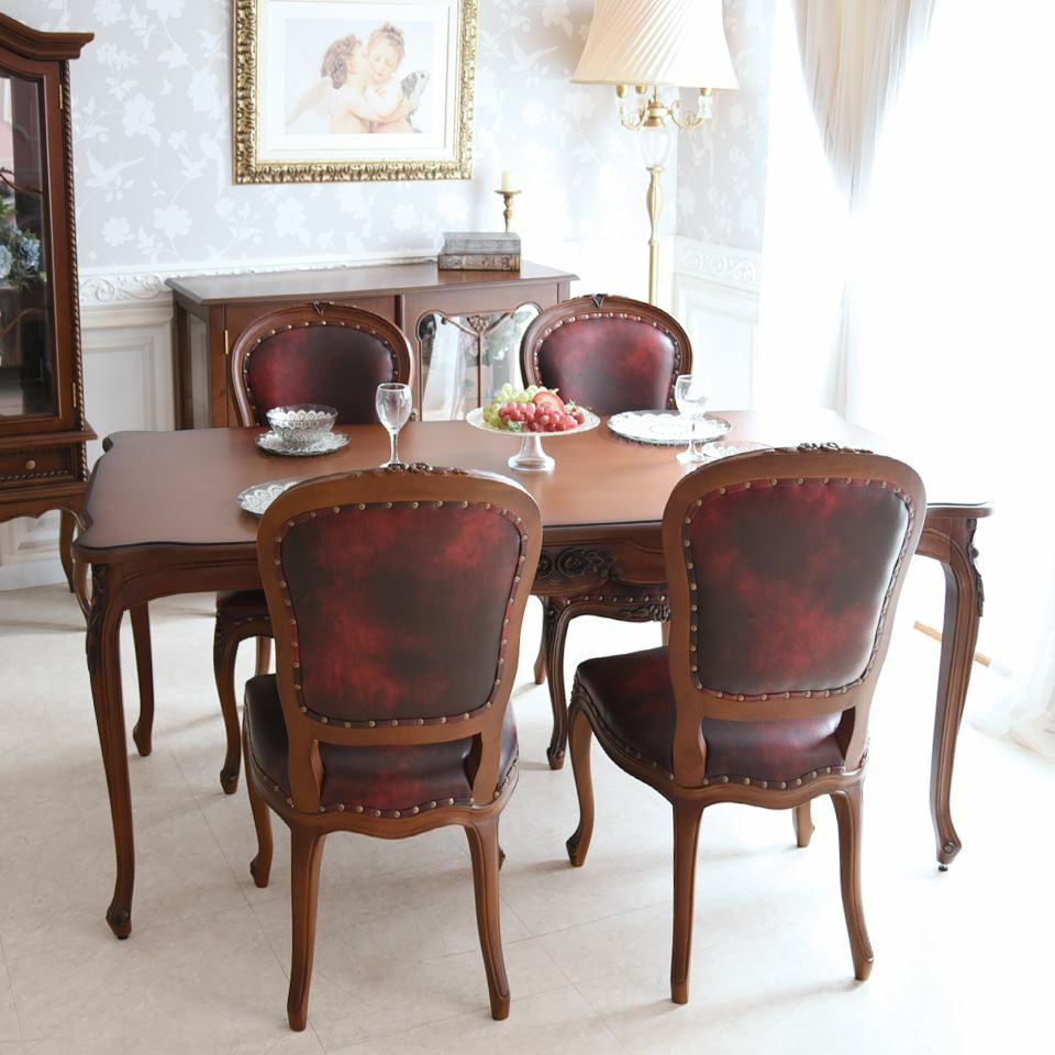 アンリヴェルデ ダイニングセット5P 4人掛け ブラウン ワイン 幅145cm 画像12