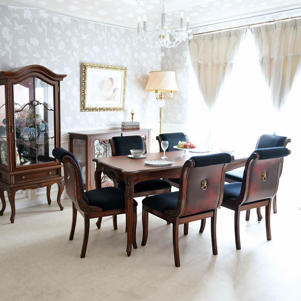 アンリヴェルデ ダイニングセット7P 6人掛け ブラウン ハンドルチェア 幅175cm 画像1